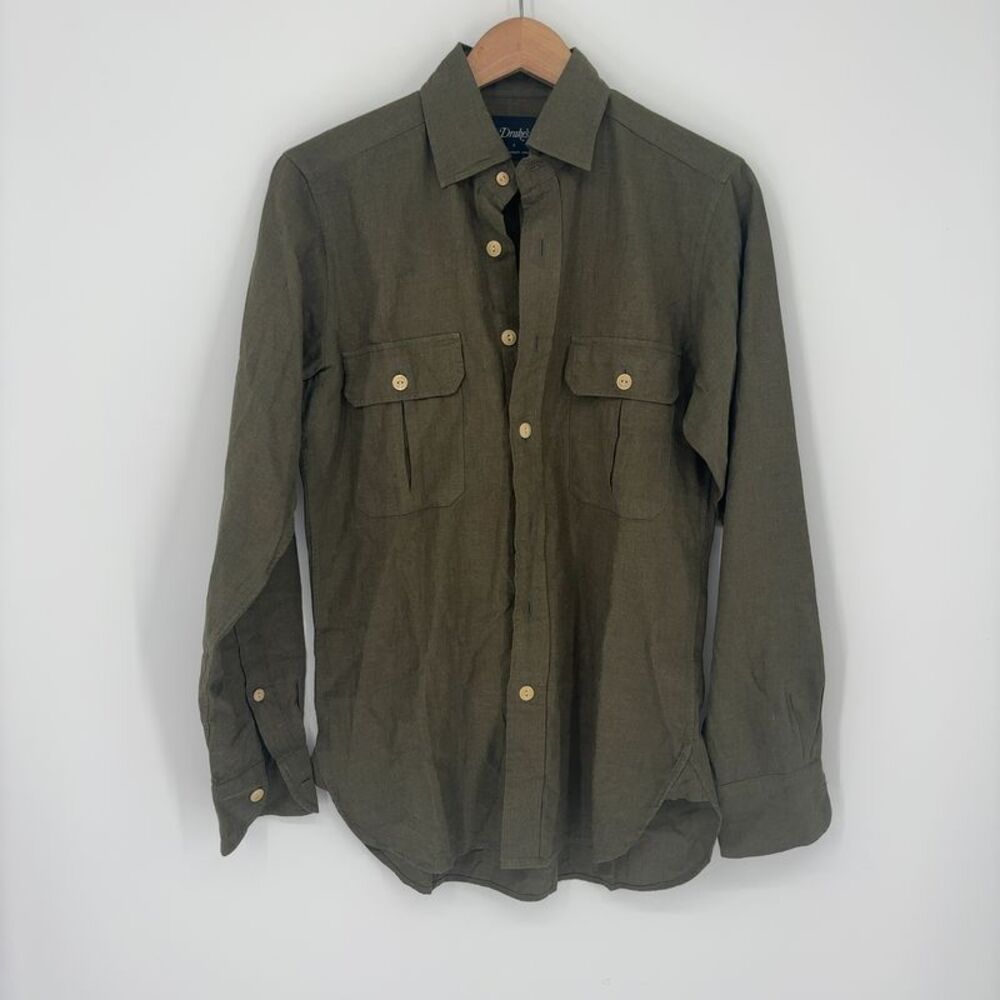 Drake's Cotton Button Down in Green